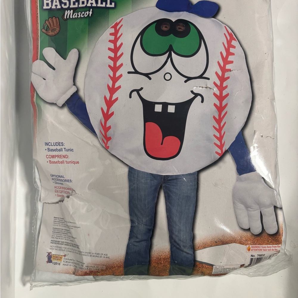 Baseball Mascot Costume with Blue and White Details